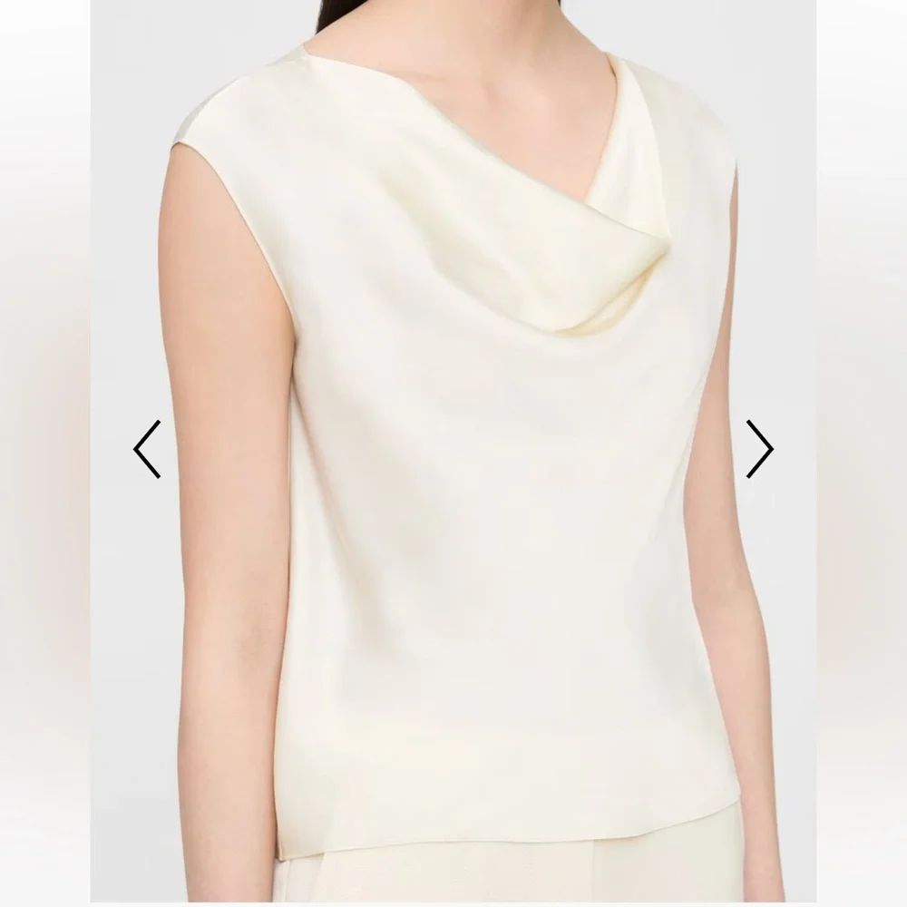 THEORY 
Cowl Neck Top in Crushed Satin 
Flat Ivory
Sz. L - Picture 2 of 7